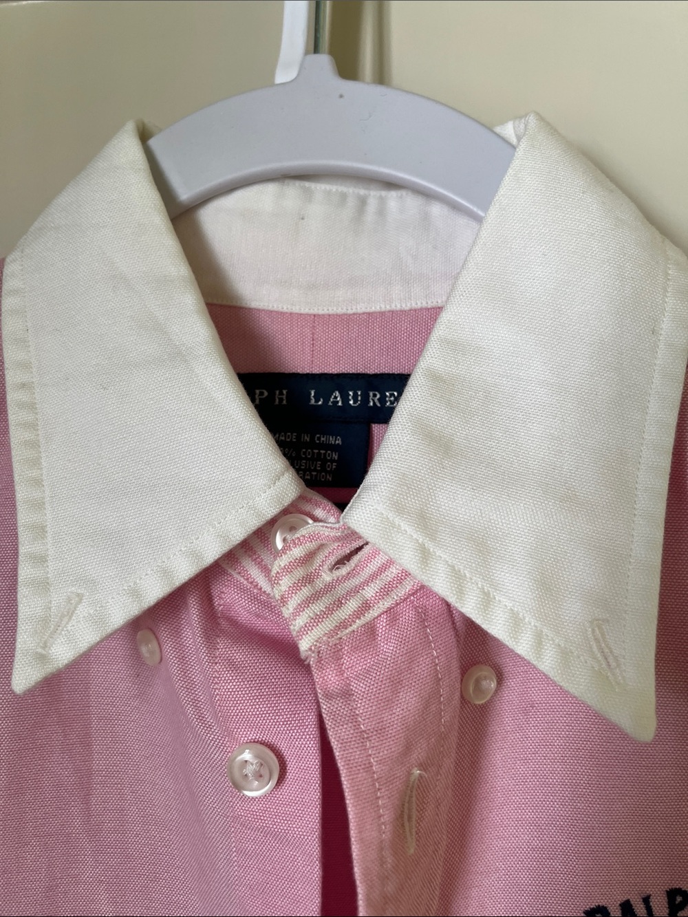 Ralph Lauren Pink Button-Down Shirt  White Collar Cotton Embroidered Size 6 - Picture 4 of 9